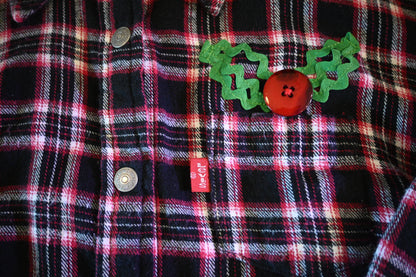 Upcycled Art Flannel Santa Shirt - One of a Kind!